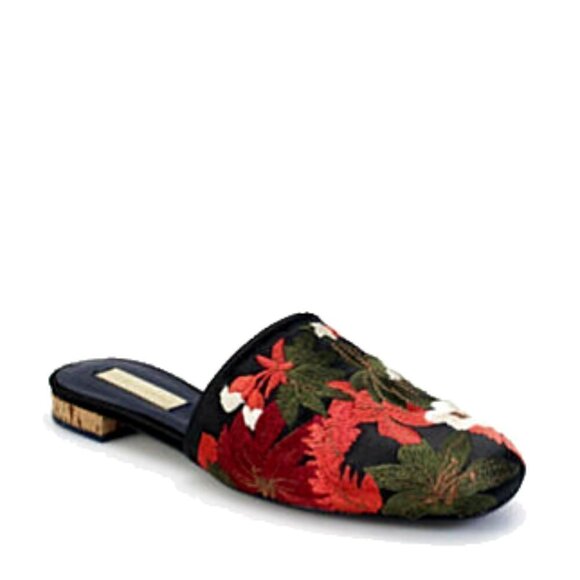 PALOMA BARCELÓ Floral Embroidered Twill Mules - Picture 1 of 6